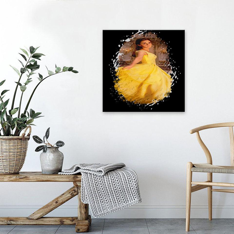 The Beauty And The Beast Yellow Dress 1 Piece HD Multi Panel Canvas Wall Art Frame - Original Frame