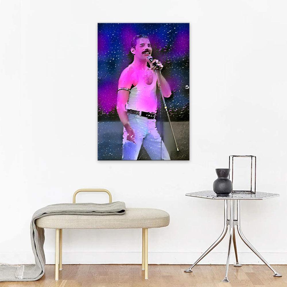 Queen Freddie Mercury 1 Piece HD Multi Panel Canvas Wall Art - Original Frame