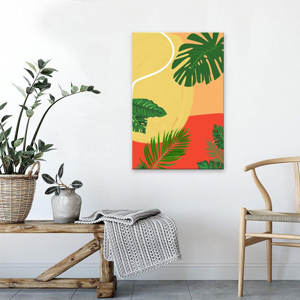 The Abstract Summer Palm Trees 1 Piece HD Multi Panel Canvas Wall Art Frame - Original Frame