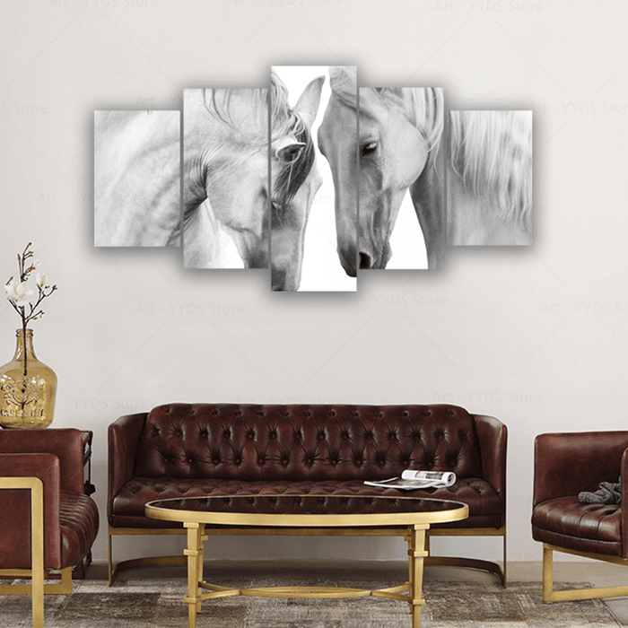 White Wild Horses Wall Poster Canvas
