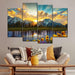 Lake & Mountains 4 Panel Canvas Painting HD Wall Art - Original Frame