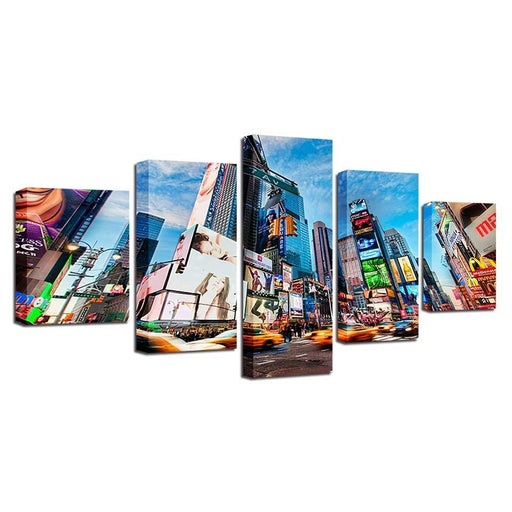 City Buildings Blue Sky White Cloud 5 Piece HD Multi Panel Canvas Wall Art Frame - Original Frame