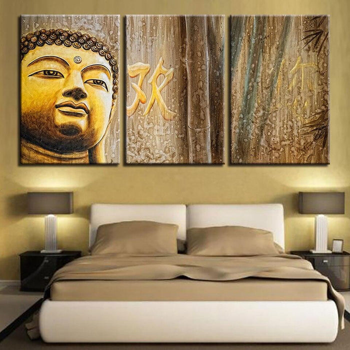 Solemn Meditating 3 Piece HD Multi Panel Canvas Wall Art Frame - Original Frame