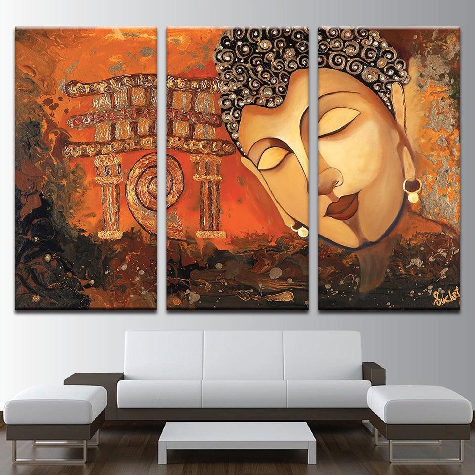 Buddha Art 3 Piece HD Multi Panel Canvas Wall Art Frame - Original Frame