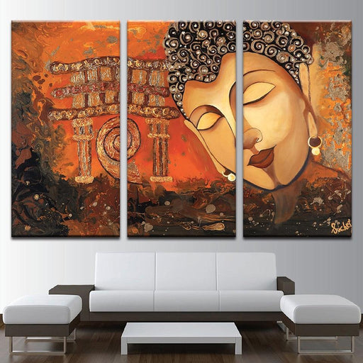 Buddha Art 3 Piece HD Multi Panel Canvas Wall Art Frame - Original Frame