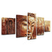 Brown Buddha Paintings 5 Piece HD Multi Panel Canvas Wall Art Frame - Original Frame