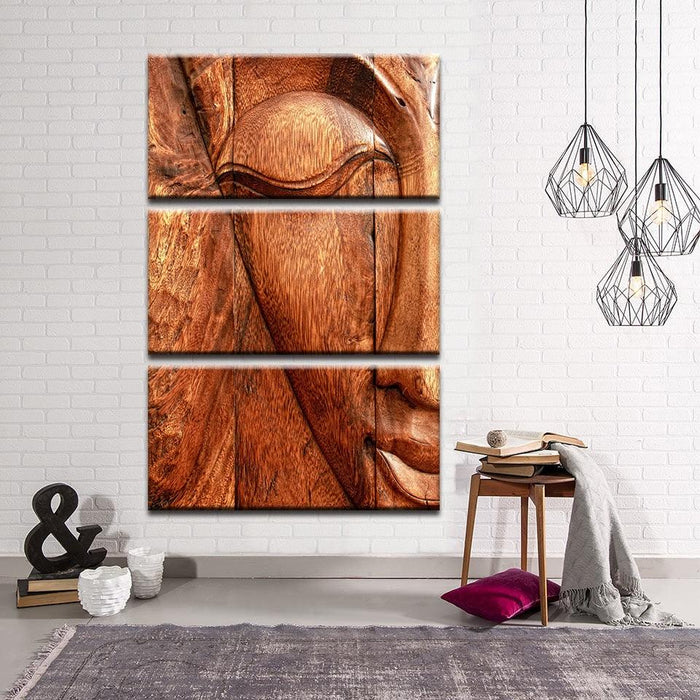 Buddha Face 3 Piece HD Multi Panel Canvas Wall Art Frame - Original Frame