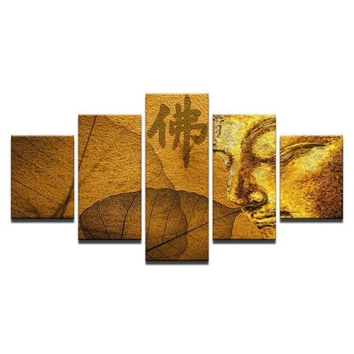 Buddha Statue 5 Piece HD Multi Panel Canvas Wall Art Frame - Original Frame