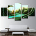 Forest Waterfalls 5 Piece HD Multi Panel Canvas Wall Art Frame - Original Frame