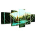 Forest Waterfalls 5 Piece HD Multi Panel Canvas Wall Art Frame - Original Frame