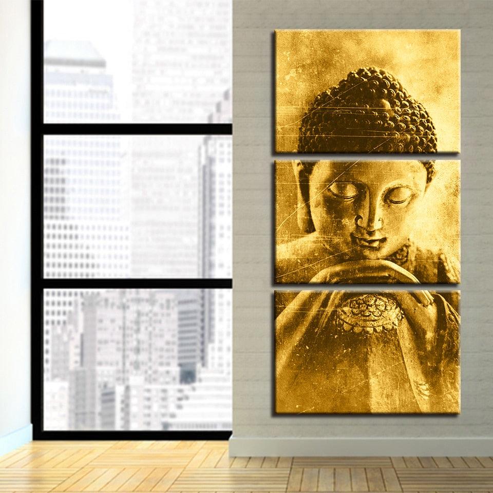Buddha Framework 3 Piece HD Multi Panel Canvas Wall Art Frame - Original Frame