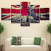 UK Flag And Deer 5 Piece HD Multi Panel Canvas Wall Art Frame - Original Frame