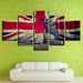 UK Flag And Deer 5 Piece HD Multi Panel Canvas Wall Art Frame - Original Frame