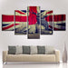 UK Flag And Deer 5 Piece HD Multi Panel Canvas Wall Art Frame - Original Frame