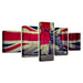 UK Flag And Deer 5 Piece HD Multi Panel Canvas Wall Art Frame - Original Frame