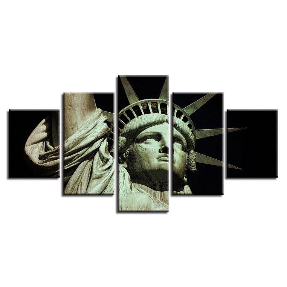 Statue Of Liberty 5 Piece HD Multi Panel Canvas Wall Art Frame - Original Frame