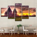 Ancient Hindu Temple 5 Piece HD Multi Panel Canvas Wall Art Frame - Original Frame