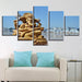 Hindu Lord Ganesha 5 Piece HD Multi Panel Canvas Wall Art Frame - Original Frame