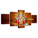 Hindu Lord Ganesha 5 Piece HD Multi Panel Canvas Wall Art Frame - Original Frame