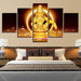 Lord Ayyappa 5 Piece HD Multi Panel Canvas Wall Art Frame - Original Frame