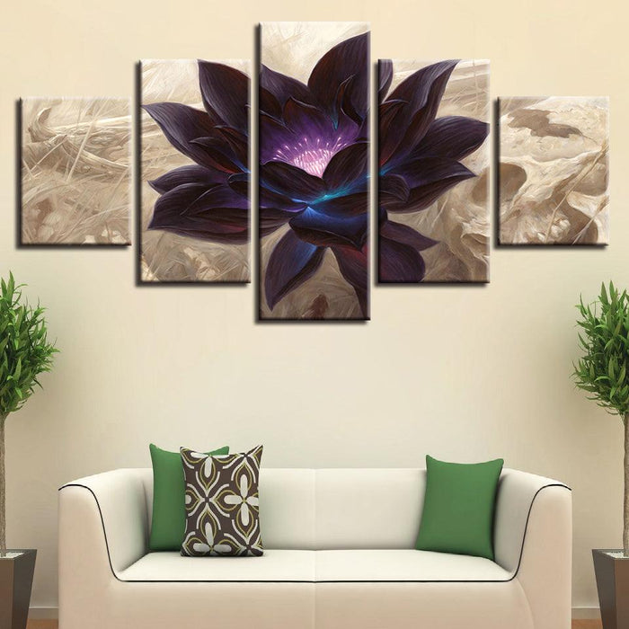 Black Lotus Graphic 5 Piece HD Multi Panel Canvas Wall Art Frame