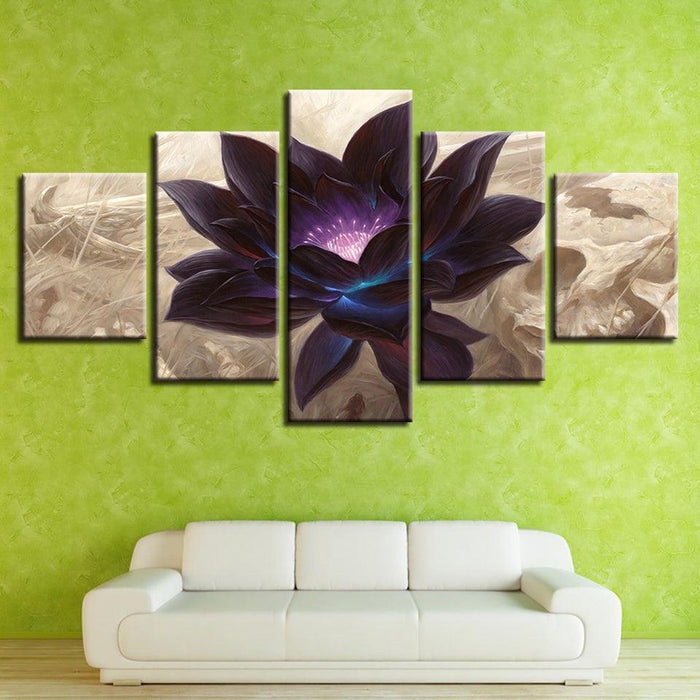 Black Lotus Graphic 5 Piece HD Multi Panel Canvas Wall Art Frame