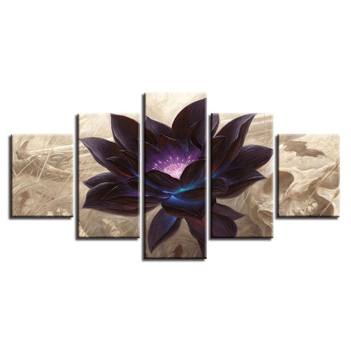 Black Lotus Graphic 5 Piece HD Multi Panel Canvas Wall Art Frame - Original Frame