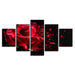 Red Rose Petals 5 Piece HD Multi Panel Canvas Wall Art Frame - Original Frame