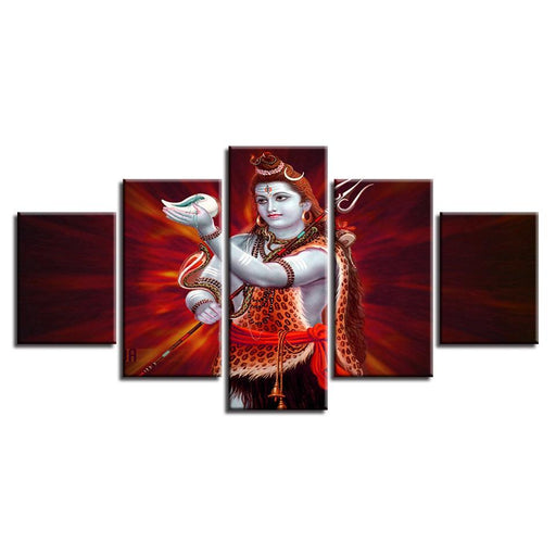 Lord Shiva 5 Piece HD Multi Panel Classical Canvas Wall Art Frame - Original Frame