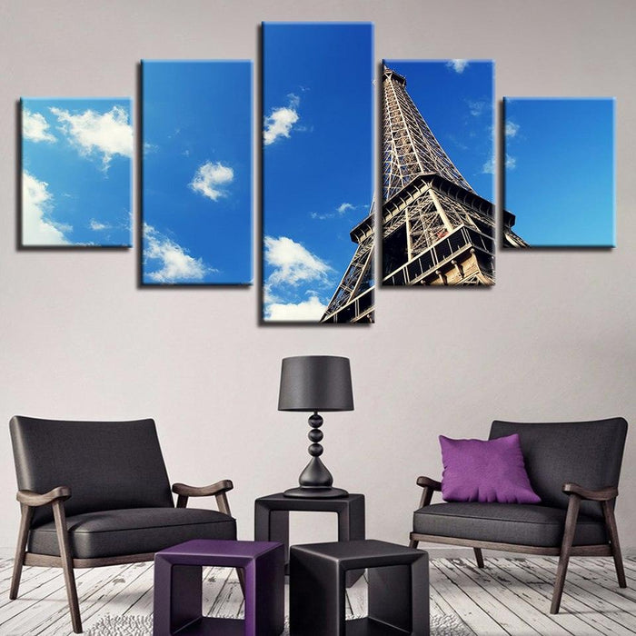 Eiffel Tower 5 Piece HD Multi Panel Canvas Wall Art Frame
