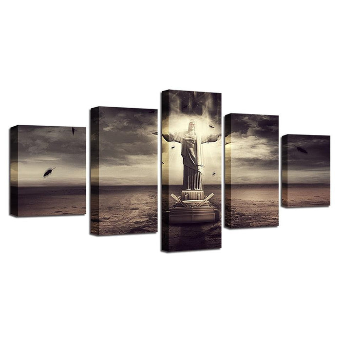 Christ The Redeemer 5 Piece HD Multi Panel Canvas Wall Art Frame - Original Frame