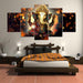 Classical Lord Ganesha 5 Piece HD Multi Panel Canvas Wall Art Frame - Original Frame