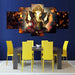 Classical Lord Ganesha 5 Piece HD Multi Panel Canvas Wall Art Frame - Original Frame