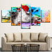 Abstract Horse 5 Piece HD Multi Panel Canvas Wall Art Frame - Original Frame