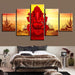 God Ganesha 5 Piece HD Multi Panel Canvas Wall Art Frame - Original Frame