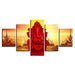 God Ganesha 5 Piece HD Multi Panel Canvas Wall Art Frame - Original Frame