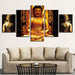 Gold Statue Of Buddha 5 Piece HD Multi Panel Canvas Wall Art Frame - Original Frame