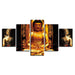 Gold Statue Of Buddha 5 Piece HD Multi Panel Canvas Wall Art Frame - Original Frame