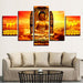 Golden Buddha 5 Piece HD Multi Panel Canvas Wall Art Frame - Original Frame