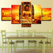 Golden Buddha 5 Piece HD Multi Panel Canvas Wall Art Frame - Original Frame