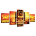 Golden Buddha 5 Piece HD Multi Panel Canvas Wall Art Frame - Original Frame