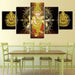 Lord Ganesha 5 Piece HD Multi Panel Classical Canvas Wall Art Frame - Original Frame