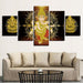 Lord Ganesha 5 Piece HD Multi Panel Classical Canvas Wall Art Frame - Original Frame