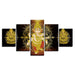 Lord Ganesha 5 Piece HD Multi Panel Classical Canvas Wall Art Frame - Original Frame