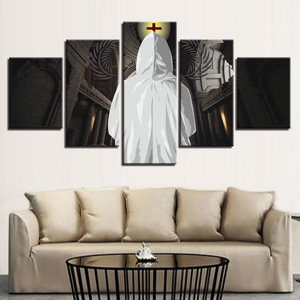 Cross Christian 5 Piece HD Multi Panel Canvas Wall Art Frame - Original Frame