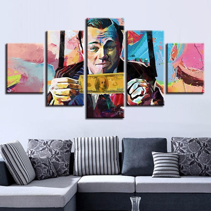 Wolf Of Wall Street 5 Piece HD Multi Panel Canvas Wall Art Frame - Original Frame