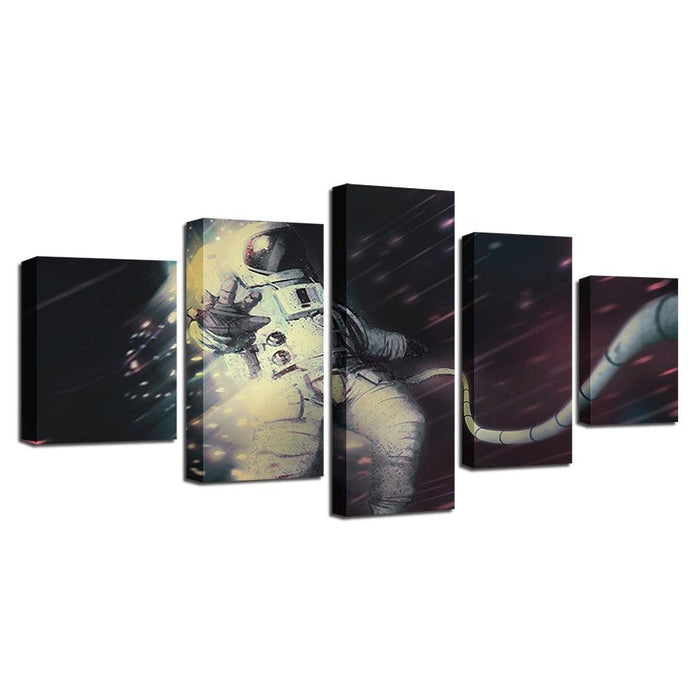 Astronaut in Space 5 Piece HD Multi Panel Canvas Wall Art Frame - Original Frame