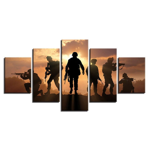 America Soldiers 5 Piece HD Multi Panel Canvas Wall Art Frame - Original Frame