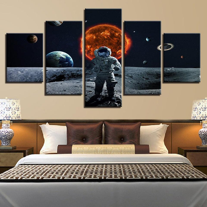 Astronaut In Space 5 Piece HD Multi Panel Canvas Wall Art Frame - Original Frame