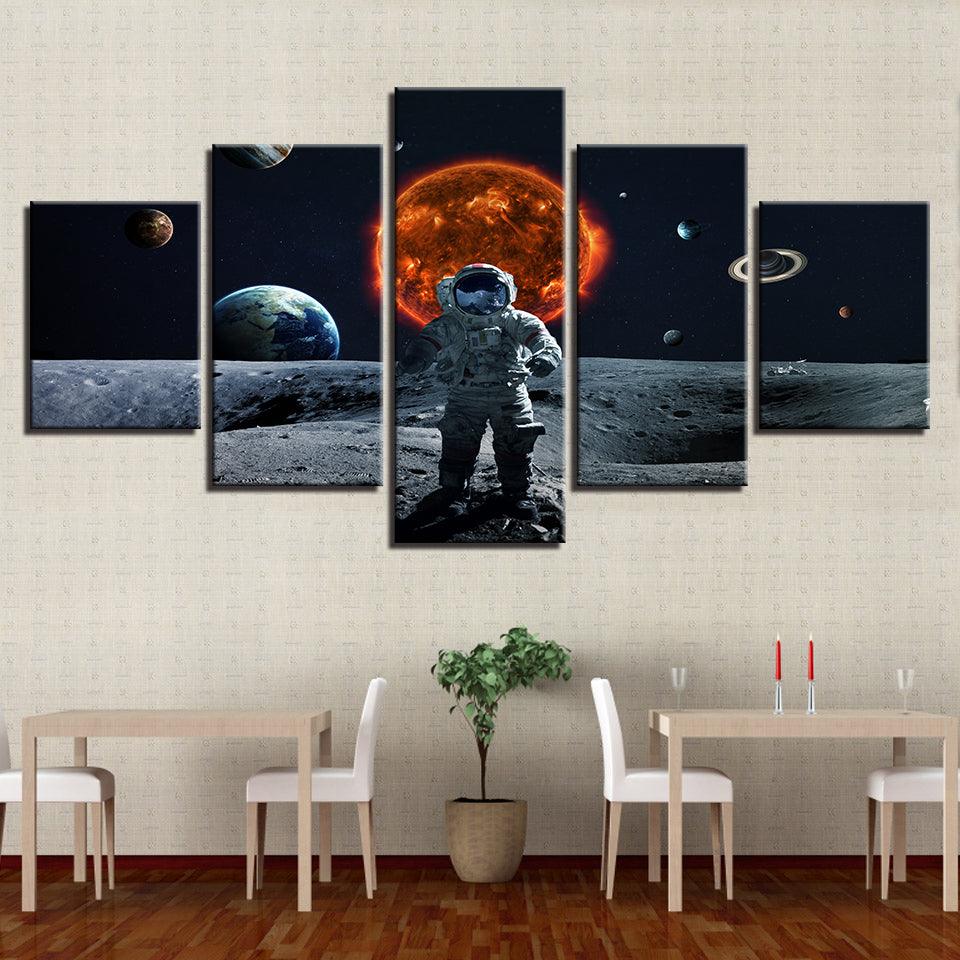Astronaut In Space 5 Piece HD Multi Panel Canvas Wall Art Frame - Original Frame